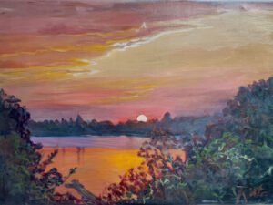 saulėtekis daugų ežere