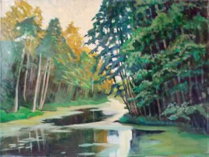 miško tvenkinys. atspindžiai