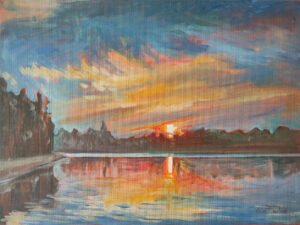 aušra prie daugų ežero