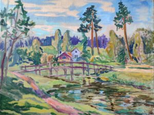 tiltelis per ežerėlį