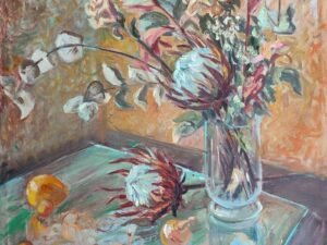 Stiklinė vaza ant stiklo